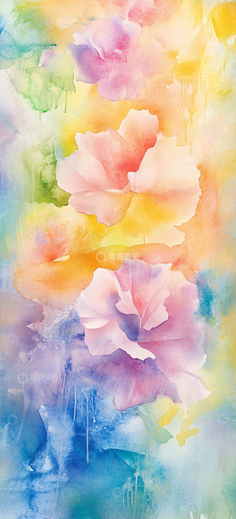 高清大图下载【趣麦麦图】大花朵水彩画2