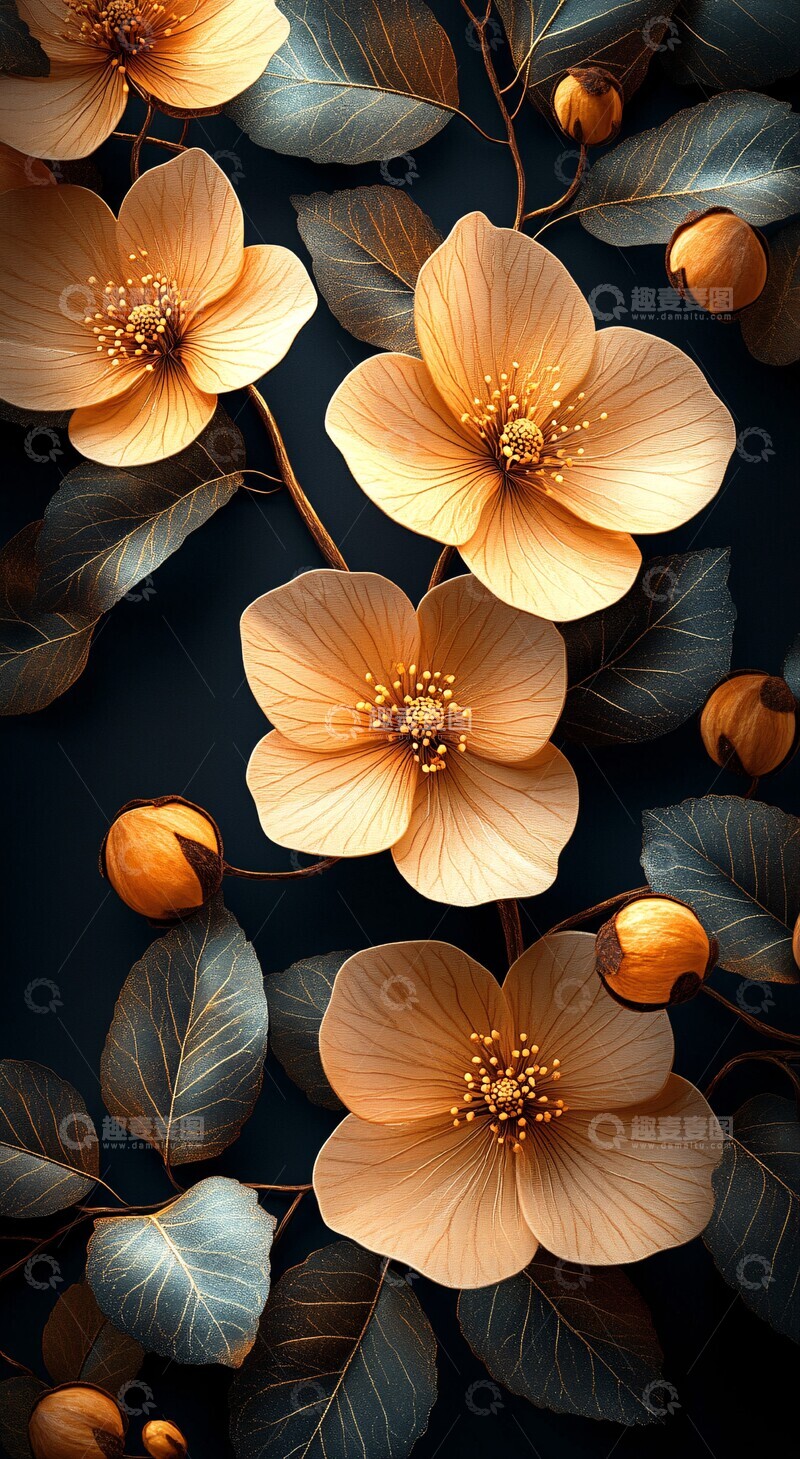 高清大图下载【趣麦麦图】花叶纹样柔和光效2