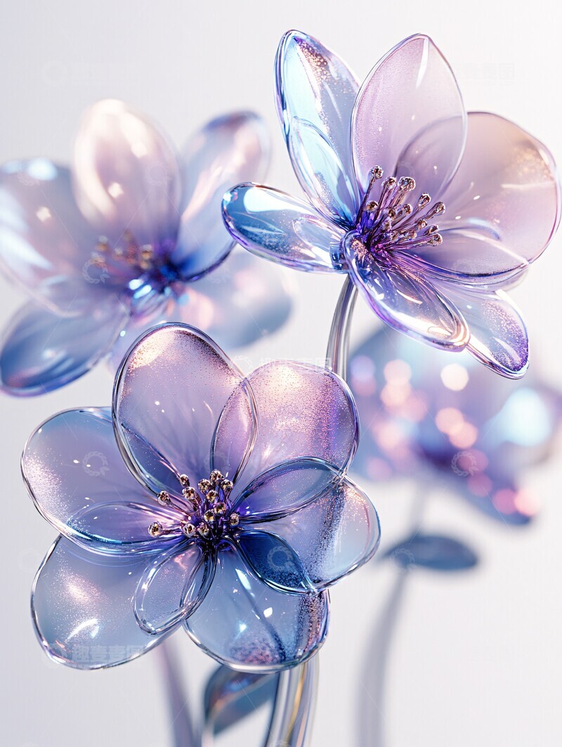 高清大图下载【趣麦麦图】-玻璃花与金属茎