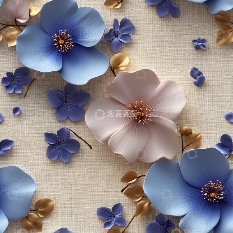 高清大图下载【趣麦麦图】蓝紫花纹针织图案