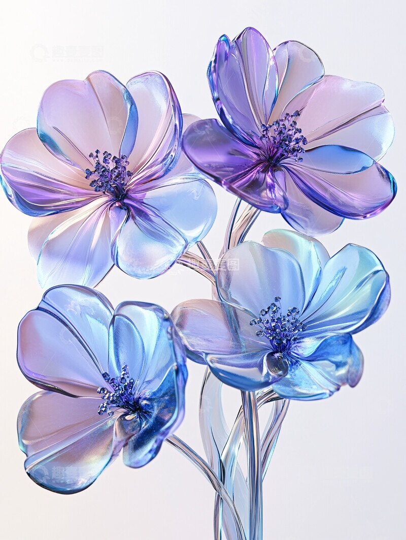 高清大图下载【趣麦麦图】-玻璃花与金属茎3