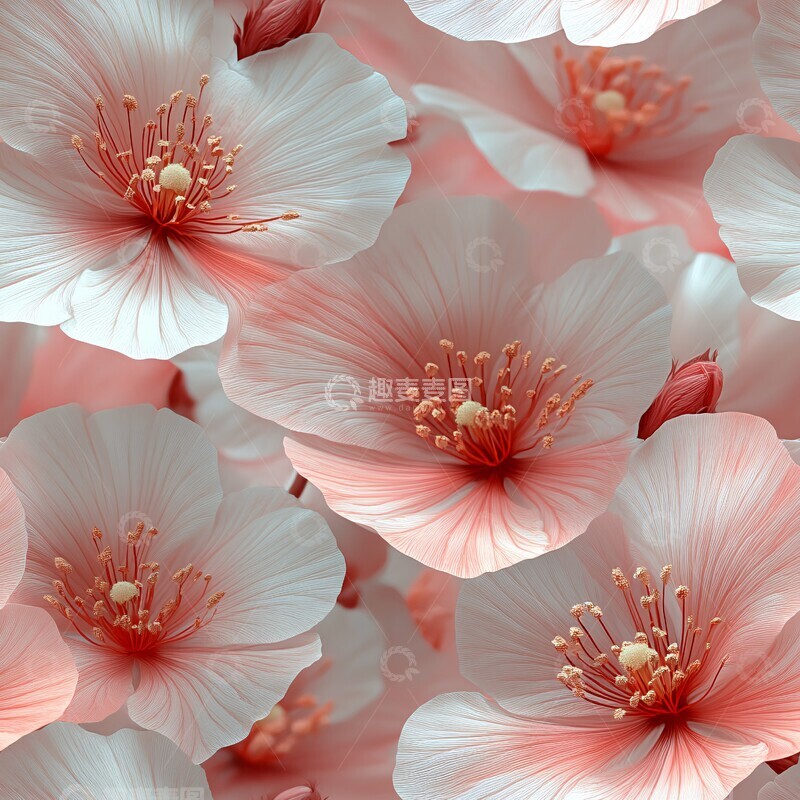 高清大图下载【趣麦麦图】粉白花朵数字艺术