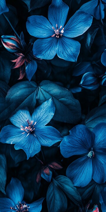 蓝花暗背景蓝花背景手机1