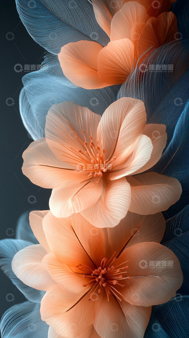 高清大图下载【趣麦麦图】-羽花丝巾羽毛花朵丝巾