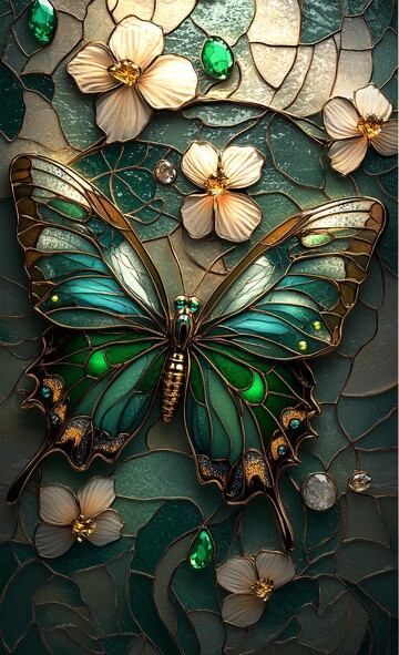 翡翠蝴蝶水晶花纹