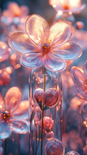 透明花与玻璃景观