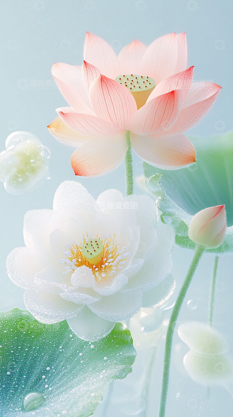 高清大图下载【趣麦麦图】西瓜水滴莲花叶