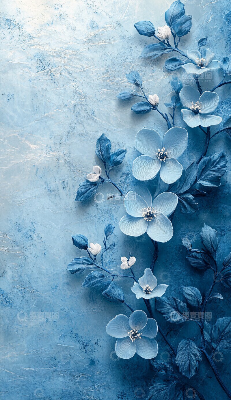 高清大图下载【趣麦麦图】蓝色花纹图案细节3