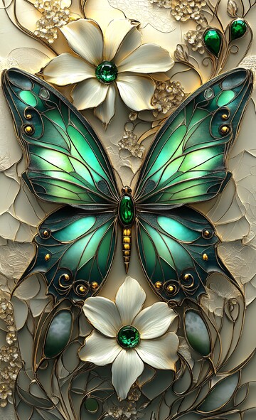 翡翠蝴蝶水晶花纹2