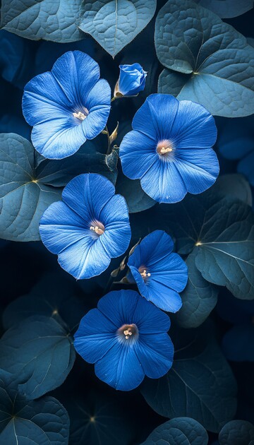 蓝色牵牛花绿叶1
