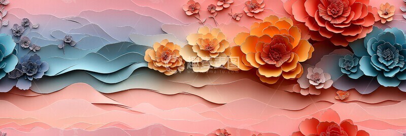 高清大图下载【趣麦麦图】纸艺花卉图案1