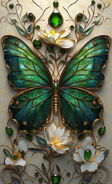 翡翠蝴蝶水晶花纹1