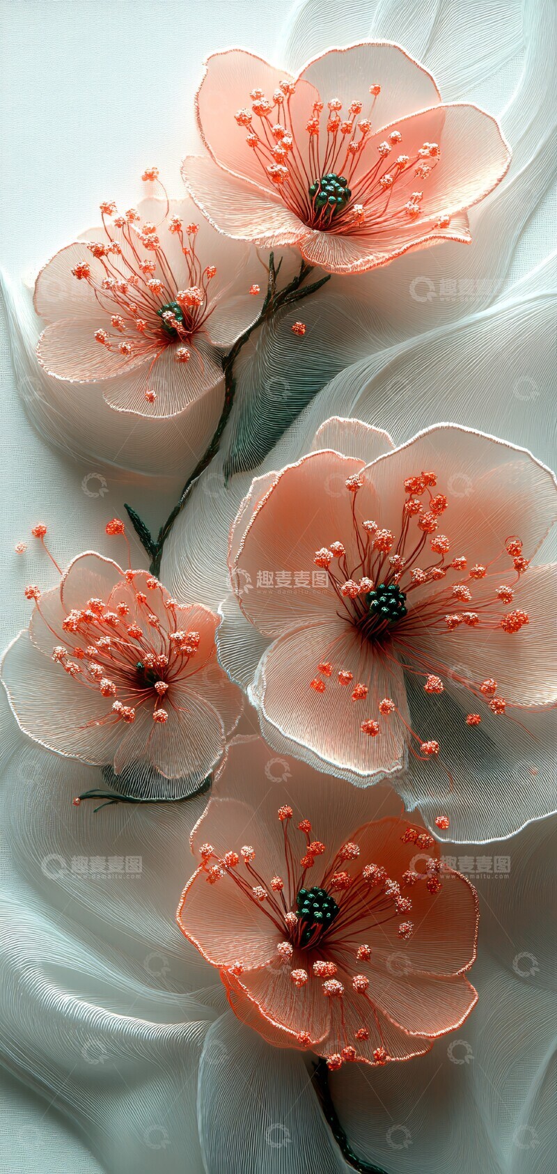 高清大图下载【趣麦麦图】刺绣花卉设计2