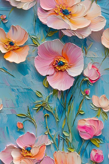 三维油画花卉图案3