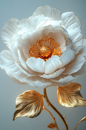 白牡丹浮雕牡丹浮雕金色3