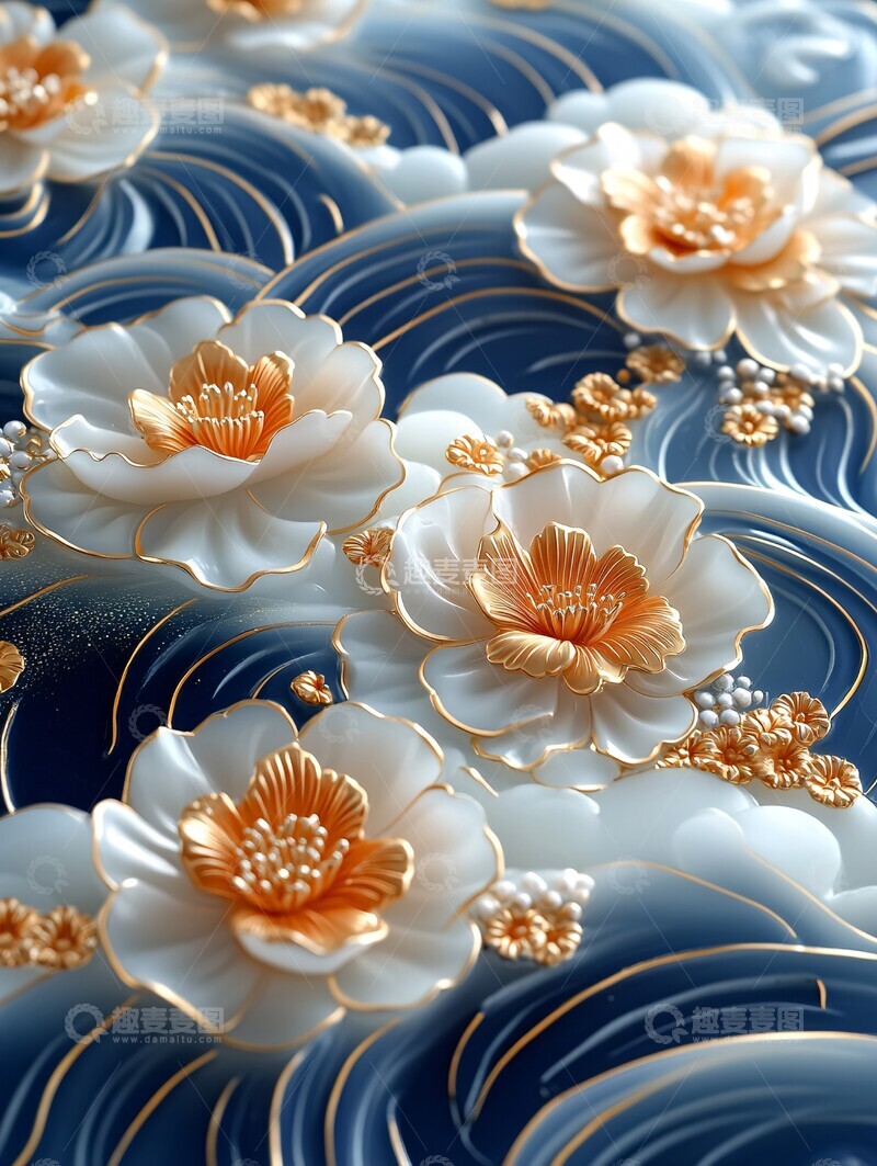 高清大图下载【趣麦麦图】金色云纹祥瑞图1