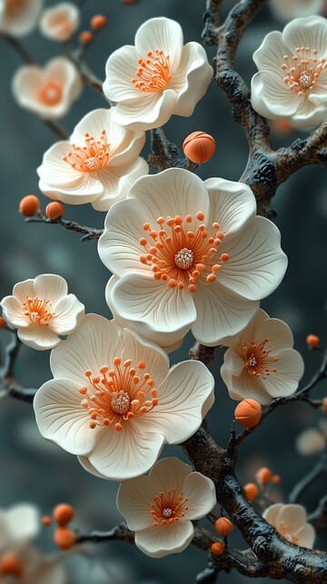 桃花浮雕彩色图1