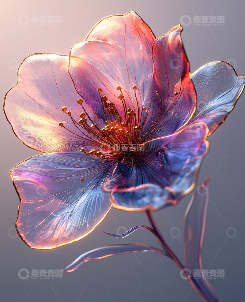 高清大图下载【趣麦麦图】水晶花瓣透明丝线