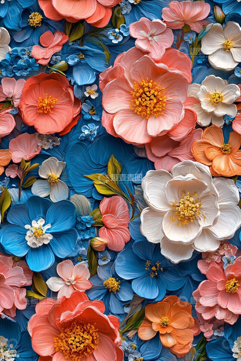 高清大图下载【趣麦麦图】三维油画花卉图案