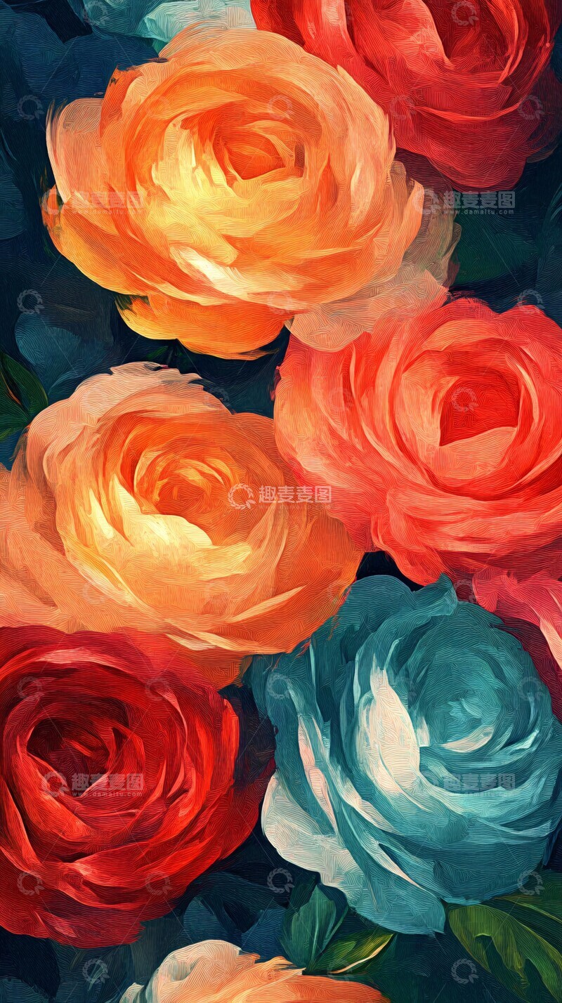 高清大图下载【趣麦麦图】彩绘玫瑰壁纸3