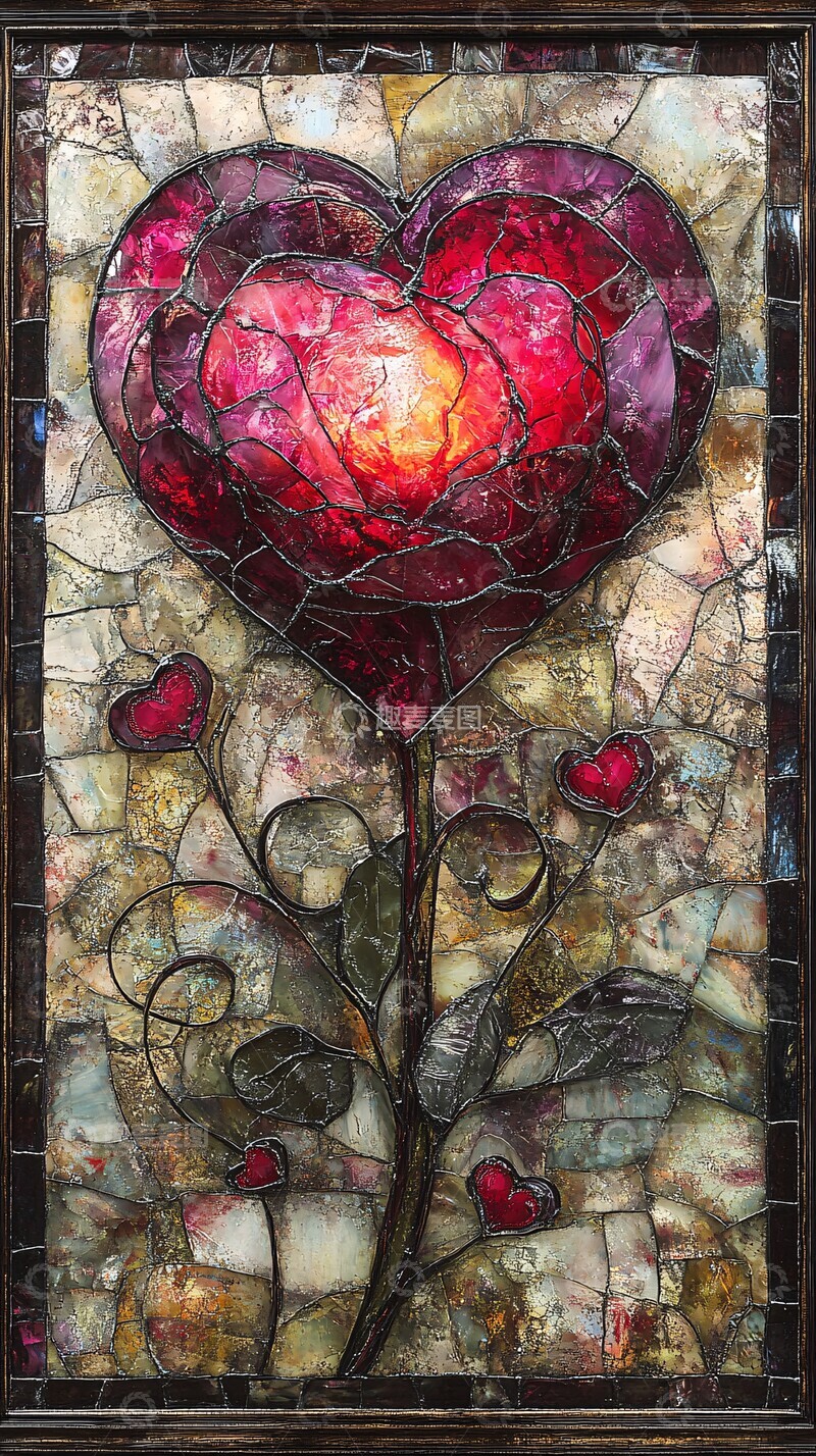 高清大图下载【趣麦麦图】情人节花窗图案2