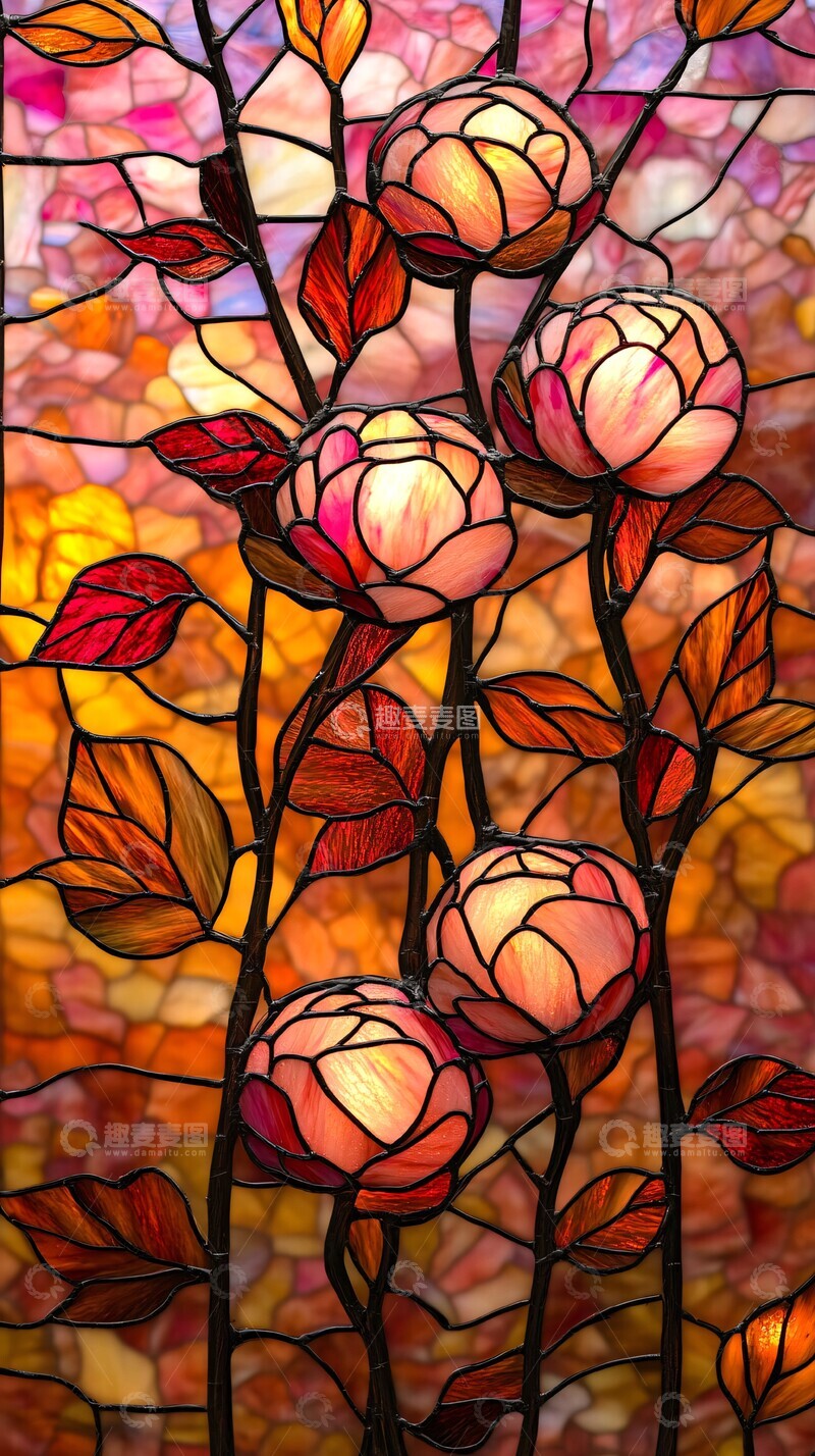 高清大图下载【趣麦麦图】情人节花窗图案1