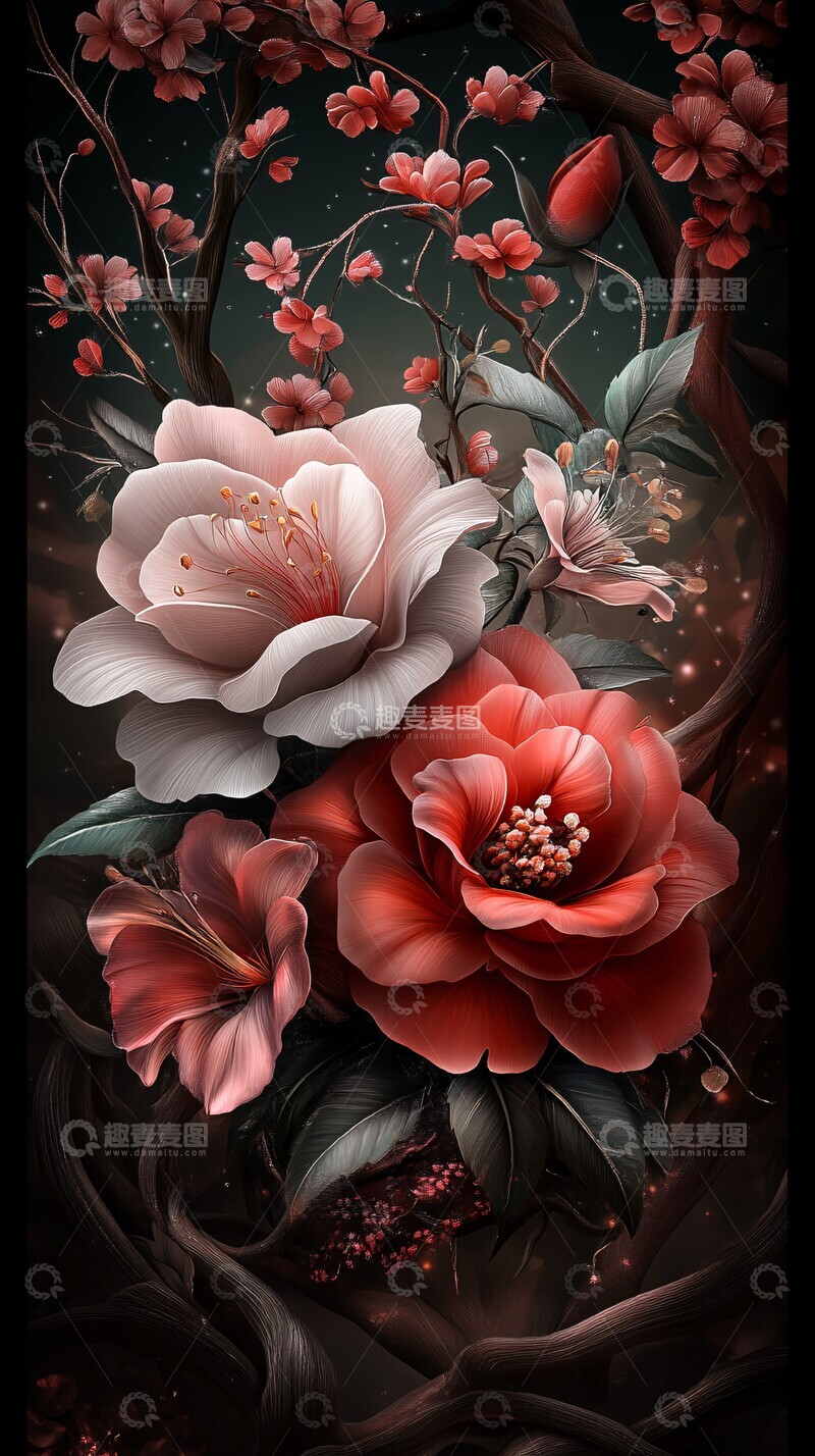 高清大图下载【趣麦麦图】花卉印花展示