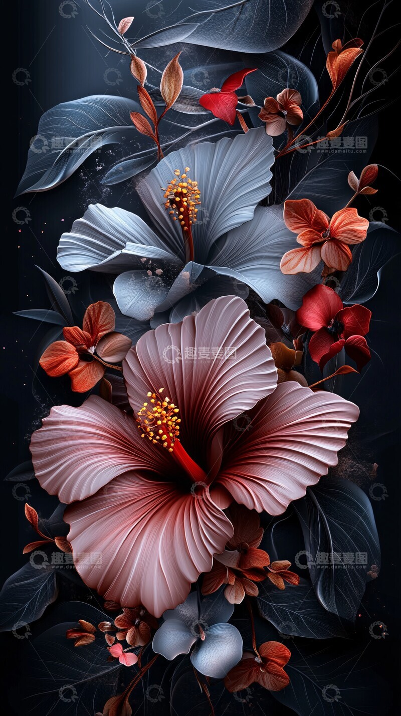 高清大图下载【趣麦麦图】花卉印花展示1