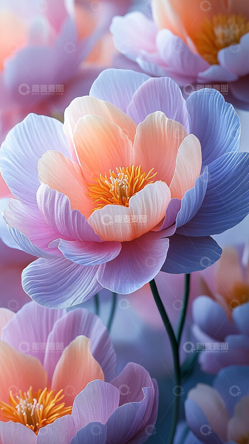 高清大图下载【趣麦麦图】淡色牡丹花淡色牡丹中心