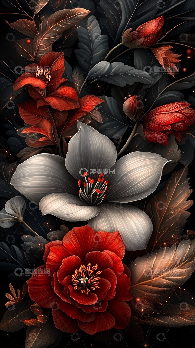高清大图下载【趣麦麦图】花卉印花展示2