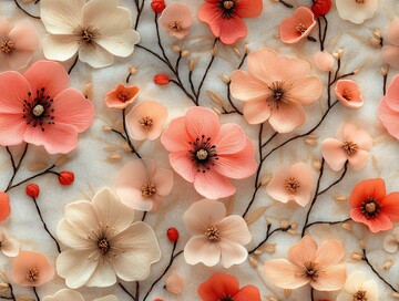 浅粉春花刺绣图案3