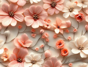 浅粉春花刺绣图案2