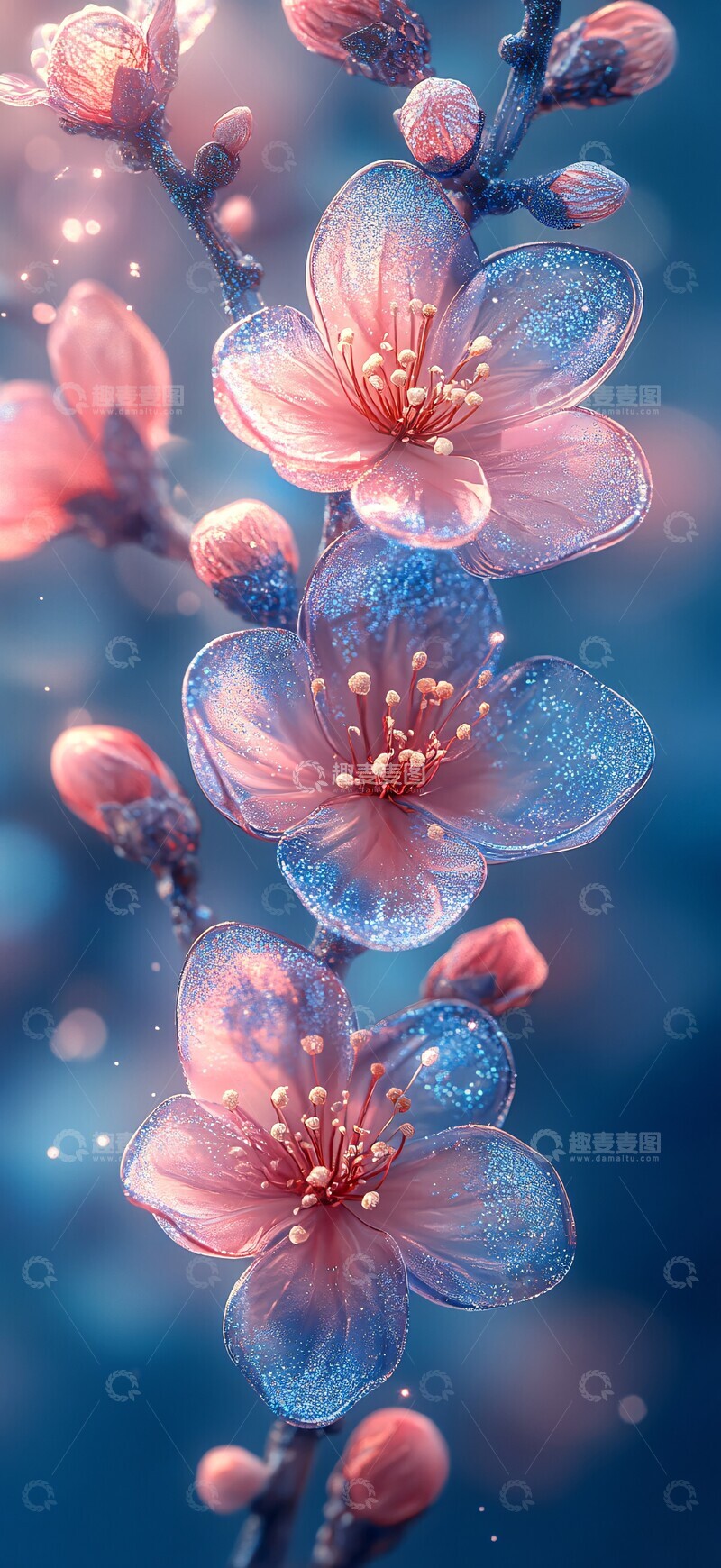 高清大图下载【趣麦麦图】蓝粉大理石花纹背景3