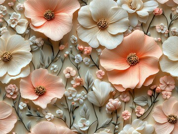 浅粉春花刺绣图案1