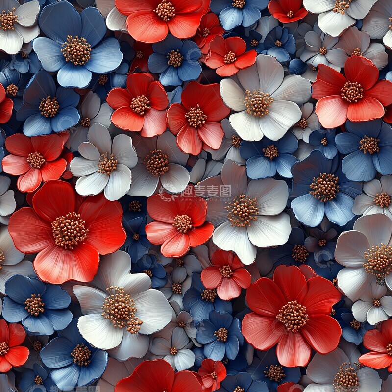 高清大图下载【趣麦麦图】三维花卉渲染图案2