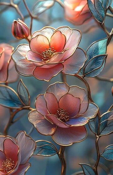 粉色玫瑰玻璃花窗3