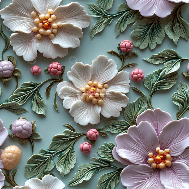 高清大图下载【趣麦麦图】紫色花纹粘土细节2