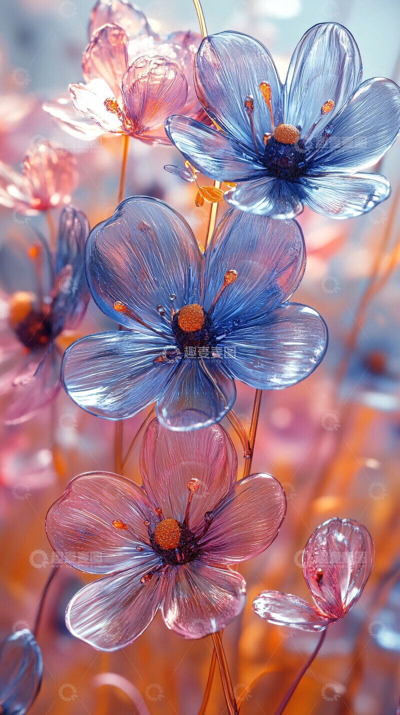 高清大图下载【趣麦麦图】虚拟玻璃花丛2