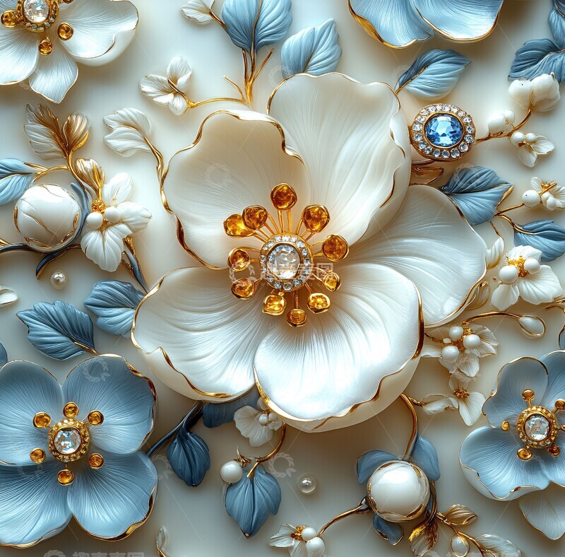 高清大图下载【趣麦麦图】花朵珠宝墙纸