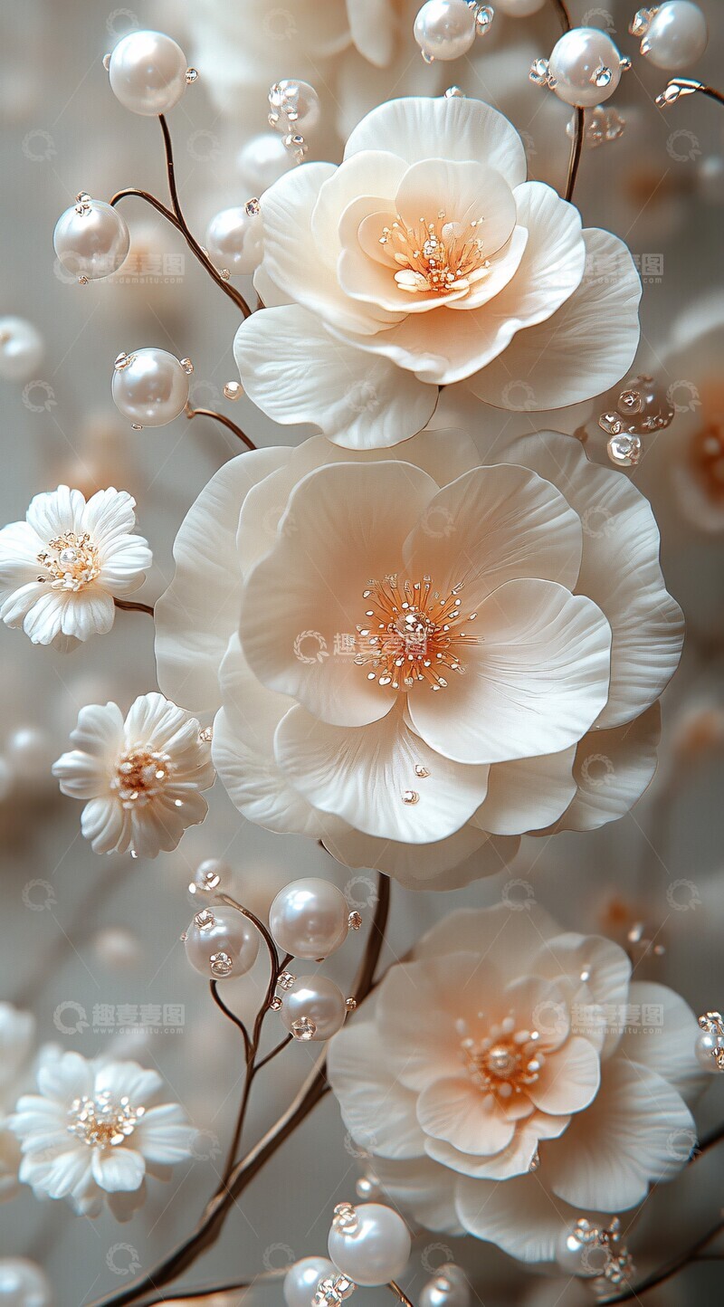 高清大图下载【趣麦麦图】珍珠花卉背景图1