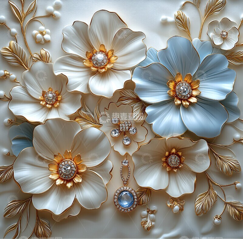 高清大图下载【趣麦麦图】花朵珠宝墙纸3