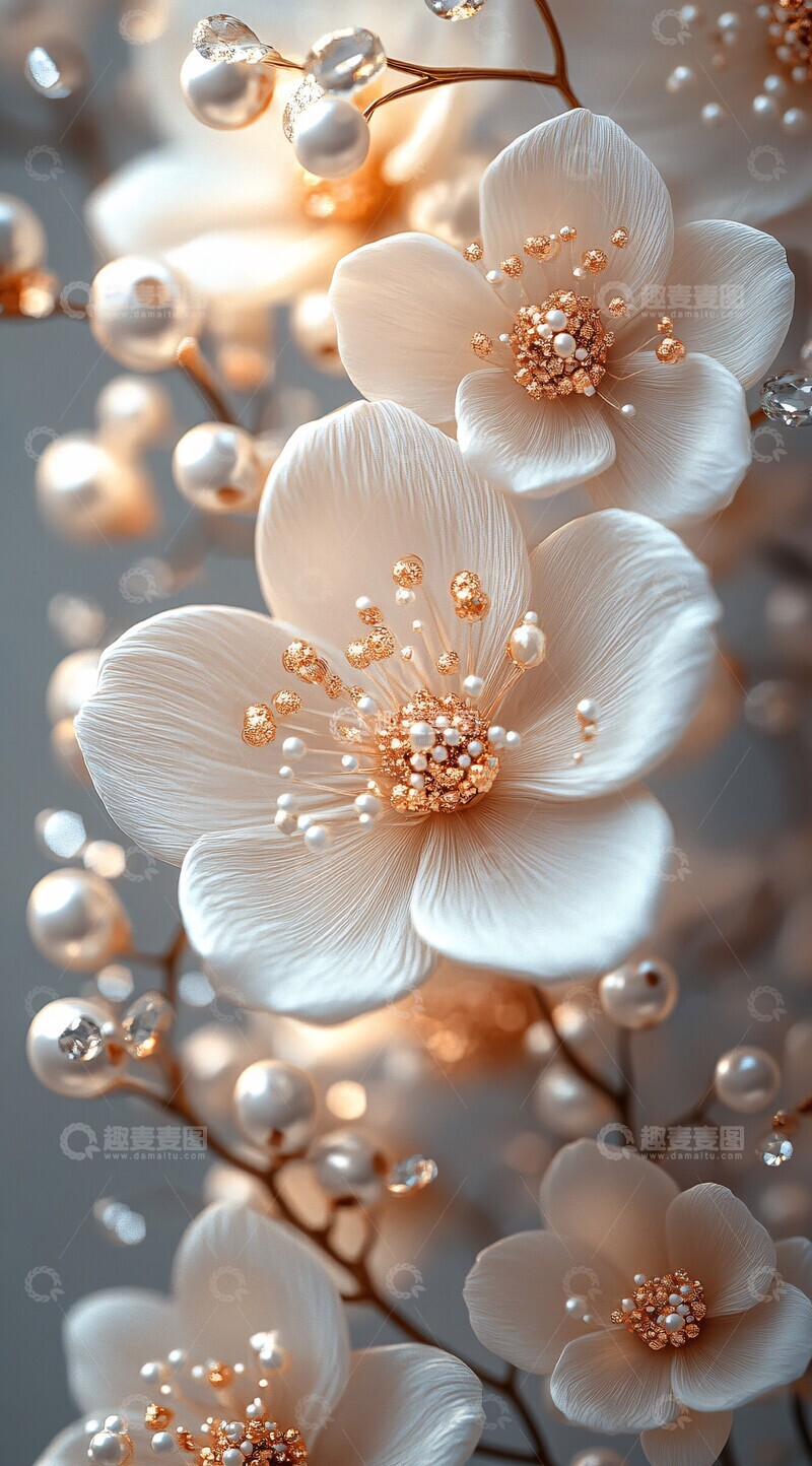 高清大图下载【趣麦麦图】珍珠花卉背景图