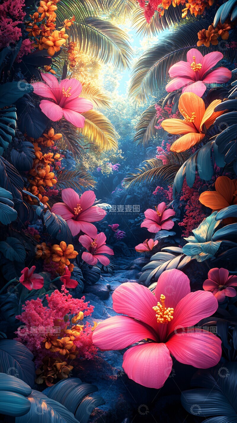 高清大图下载【趣麦麦图】热带花卉与奇幻色彩1