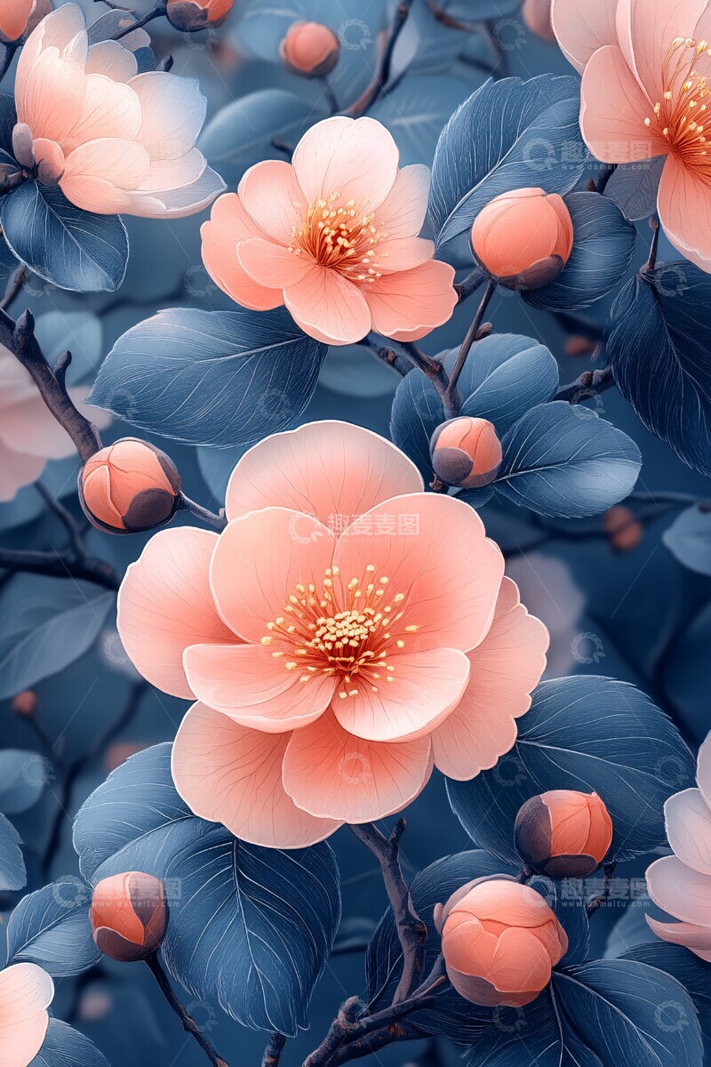 高清大图下载【趣麦麦图】柔和花卉图案