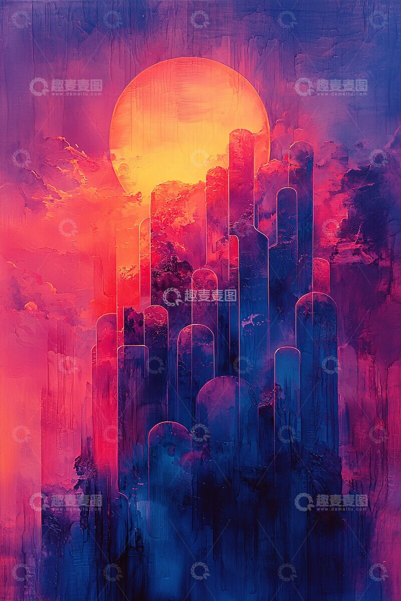 高清大图下载【趣麦麦图】蓝紫色调图形设计