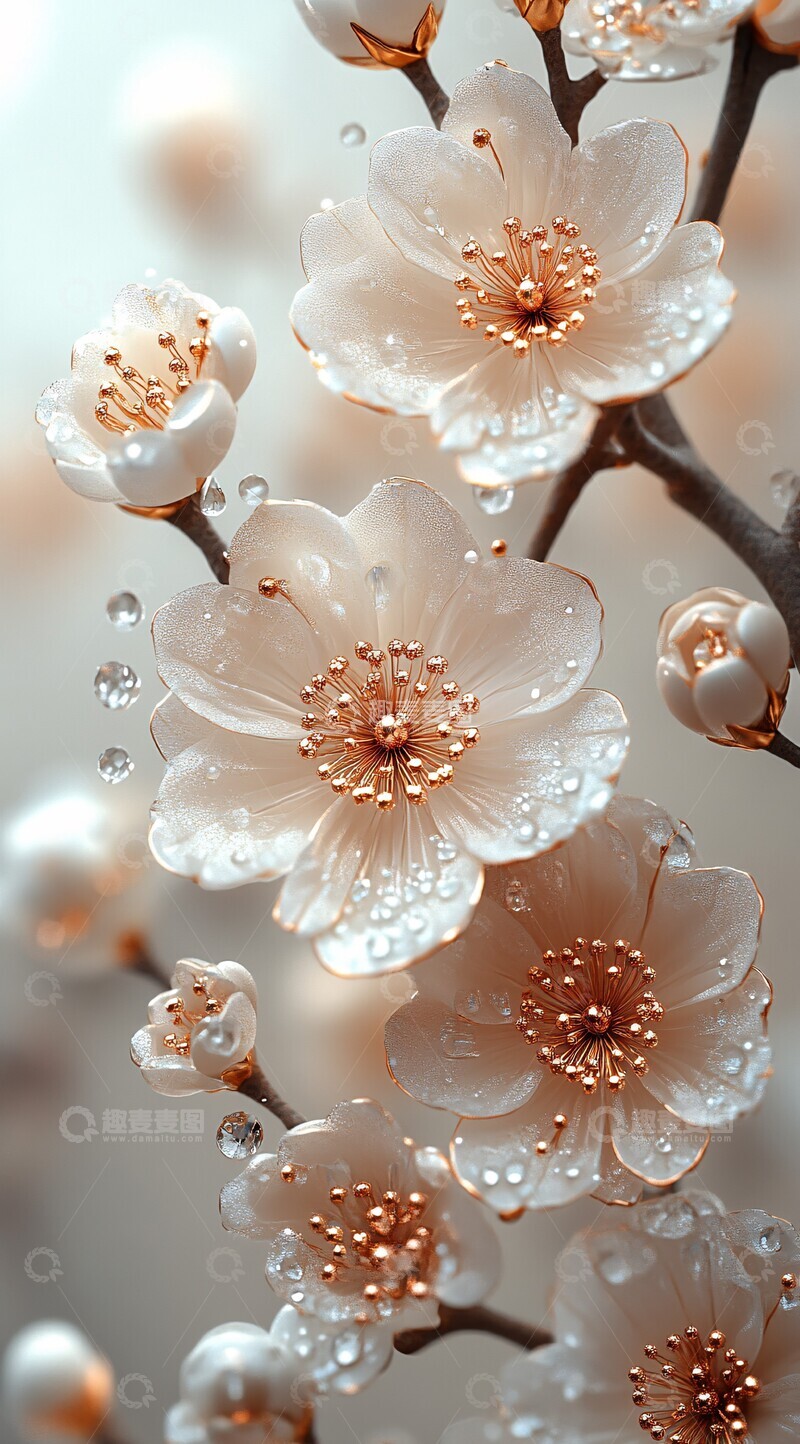 高清大图下载【趣麦麦图】珍珠花卉背景图2