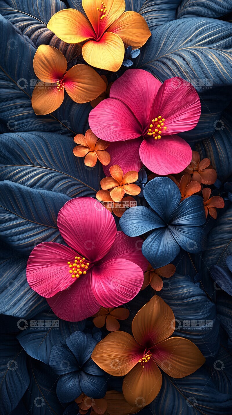 高清大图下载【趣麦麦图】热带花卉与奇幻色彩