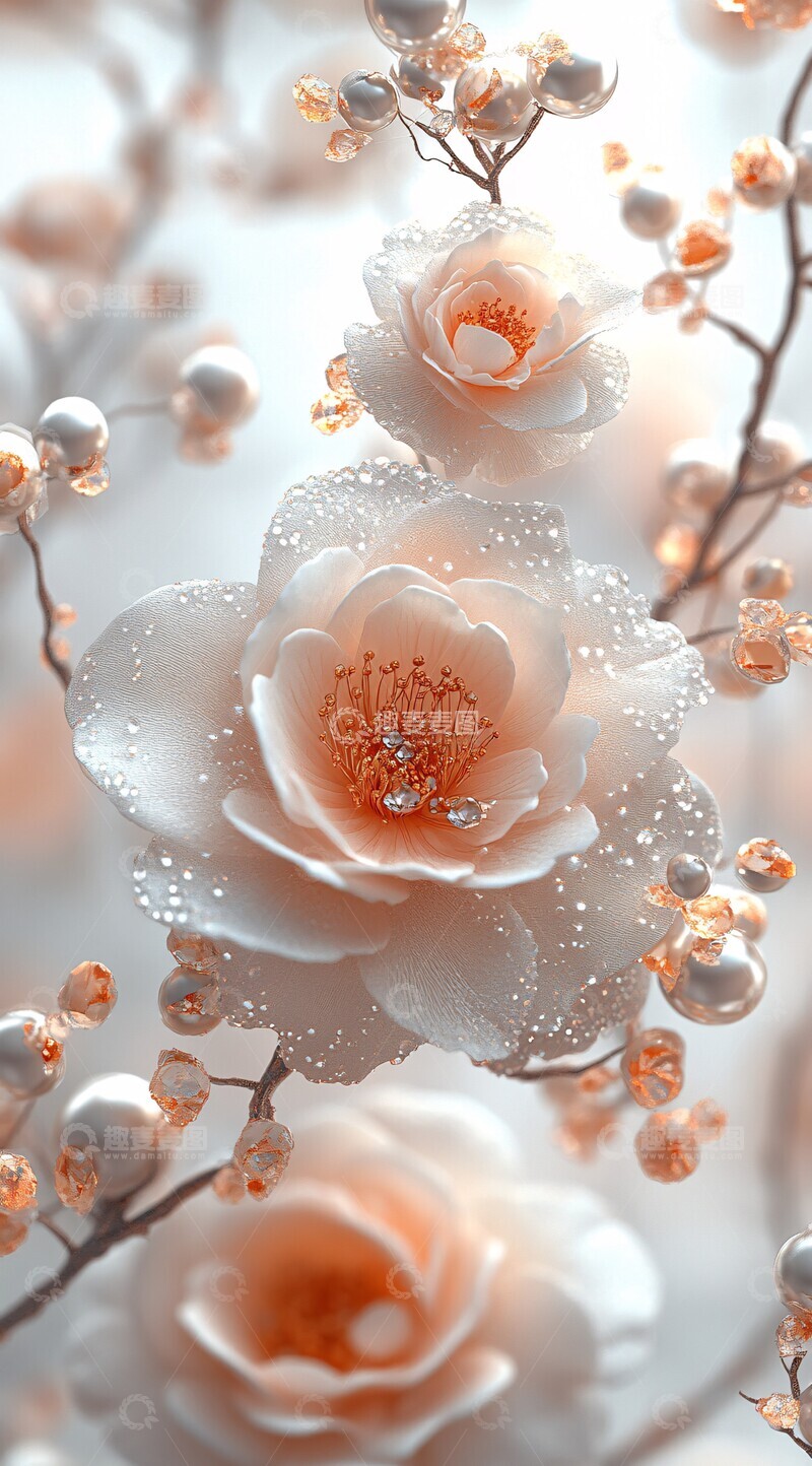 高清大图下载【趣麦麦图】珍珠花卉背景图3