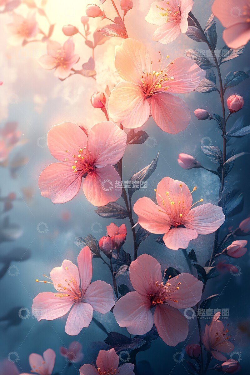 高清大图下载【趣麦麦图】柔和花卉图案1