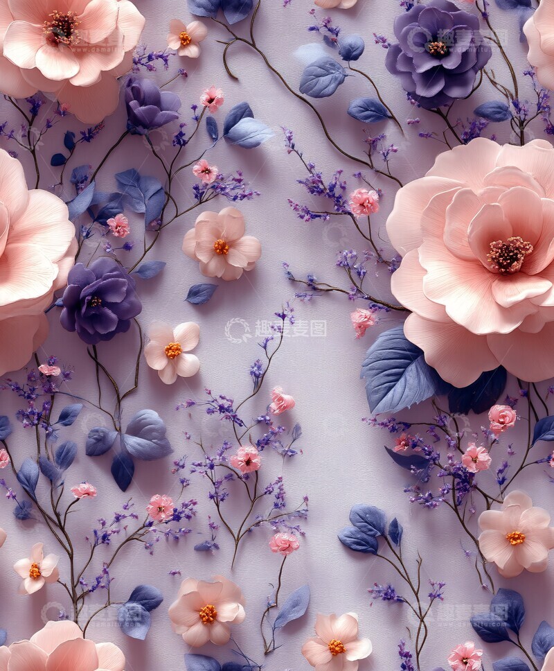 高清大图下载【趣麦麦图】复古玫瑰花纹图案2